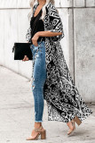 Black Printed Duster Kimono