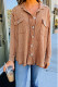 Plain Waffle Knit Open Button Pockets Shirts