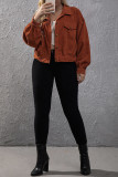 Corduroy Open Button Plus Size Shackets