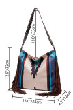 Aztec Print Tassels Linen Tote Bag MOQ 3pcs