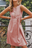 Solid Button Down Sleeveless Dress Unishe Wholesale