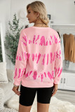 Pink Tie-dyed Print Long Sleeve Sweatshirt