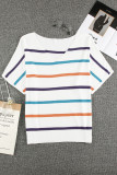 Plus Size Multicolor Striped Knit Short Sleeve Top