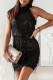 Black Sequined Fringed Mini Dress