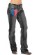 American Flag Print Straight Wash Jeans Pants