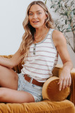 Striped Henley Ribbed Tank