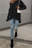 Front Back V Neck Plain Loose Pullover Sweaters