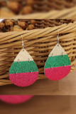 Glitter Color Block Waterdrop PU Earrings MOQ 5pcs