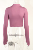 Pleated Slim Crop Top with Thumb Hole