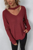 Cut Out Zipper Sleeve Knitting Sweater