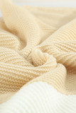 Khaki Splicing Buttoned Knitted Long Sleeve Sweater
