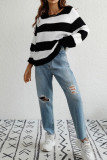Color Block Striped Loose Pullover Sweaters