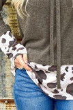 Cowl Neck Animal Print Splicing Sweatshirt