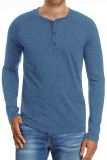 Blue Button Shirt Long Sleeved Tops