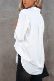 White Satin Button Shirt with Pocket