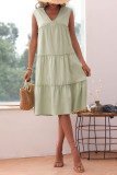 Solid Color V Neck Loose Dress Unishe Wholesale