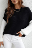 Color Block Plain Loose Pullover Sweaters