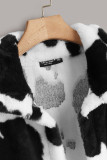 Cow Print Fleece Plus Size Coat