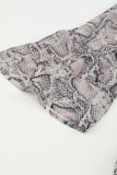 Snake Print V neck Ruffle Swing Mini Dress
