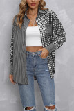 Plaid in Plaid Oversized Open Buttoned Pockets Blouse Shirts