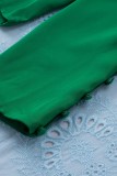 Green Satin Cuffed Sleeve Shirt