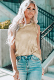 Khaki Tie Dye Print Seamed Crew Neck Tank Top