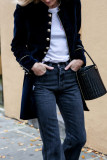 Plain Button Up Velvet Coat