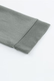 Gray Casual Button Solid Patchwork Trim Hoodie