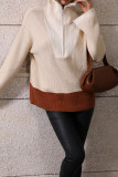 Half Zipper Color Block Pullover Sweaters