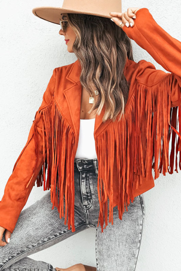 Long Sleeve Faux Suede Tassel Jacket Unishe Wholesale