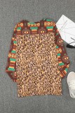 Multicolor Aztec Leopard Patchwork Side Split Pullover Top
