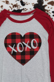 Valentines Day Plaid Heart Print Long Sleeves Top Women Unishe Wholesale