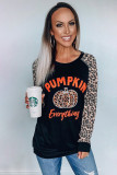 Leopard Pumpkin Print Long Sleeve Blouse