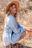 Loose Denim Longsleeve Mini Dress Unishe Wholesale