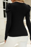 Plain Puff Long Sleeves Knit Top