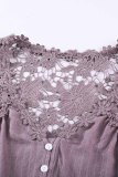 Purple Crochet Lace Button Top