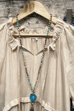 Khaki Tiered Pleated Ruffle Dress