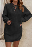 Criss Cross Ribbon Knit Sweater Dress