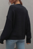 Cable Knit Sleeves Plain Pullover Sweaters