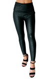 Floral Lace Pattern Faux Leather Leggings