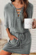 Gray Pocket Lace Up Drawstring Hooded Mini Dress
