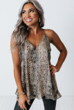 Snake Print V Neck Spaghetti Strap Tank Top