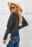 Black Satin Cuffed Sleeve Shirt
