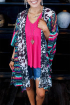 Multicolor Cow Serape Aztec Print Kimono Cardigan