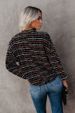 Black Pattern Print Button Down Shirt