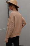 Cable Knit Sleeves Plain Pullover Sweaters