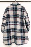 Plaid Pockets Open Button Oversize Jackets