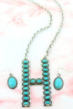 Turquoise Letters Necklace and Earrings Set