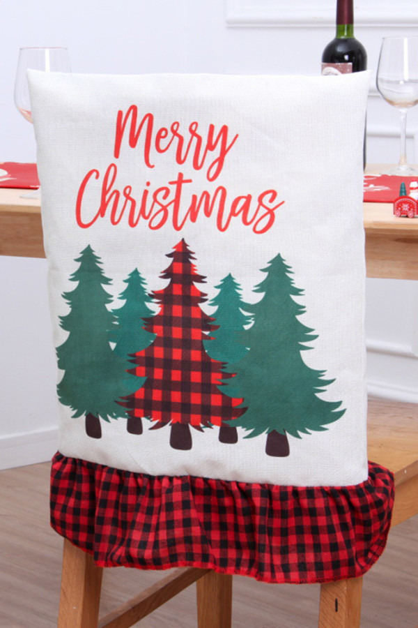 Christmas Print with Plaid Chair Case MOQ 3pcs