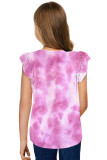 Pink Tie-dye Ruffled Little Girls' Tank